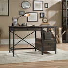 Sauder 47"W La Collection Steel River Bureau - Finition Carbon Oak-  Étagère ouverte pour le stockage de fournitures de bureau