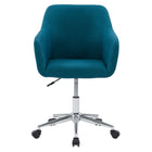 Chaise de travail rembourrée avec base chromée Marlowe de CorLiving - Bleu foncé-Base chromée à deux roulettes à cinq branches pour faciliter les mouvements