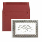 JAM Paper - Ensembles de cartes de remerciement - Cartes à bordure argentée avec enveloppes rouge foncé - 25 cartes et enveloppes-Couleur : cartes à bordure argentée avec enveloppes rouge foncé.
