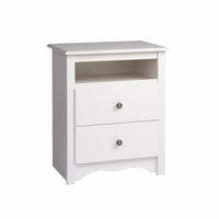 PrepacMC – Grande table de chevet à 2 tiroirs avec tablette ouverte de la collection Monterey, 28 po, blanc-Bois composite stratifié de couleur blanche et de fabrication robuste MDF