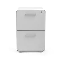 Classeur Poppin Stow à 2 tiroirs, blanc + gris clair avec patins ou roulettes-Classeur à 2 tiroirs Stow - pour lettre et légal