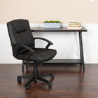 Flash Furniture Leathersoft-Chaise De Bureau Rembourrée-Noir (CH197220X000BK)-Base en nylon 5 étoiles à roulettes doubles