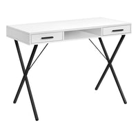 Monarch Specialties - 7790 Bureau 42 po - Blanc/Metal Noir-Bureau d'ordinateur polyvalent, idéal pour tous les ordinateurs portables ou tablettes. Surface facile à nettoyer