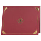 St. James - Porte-certificats/porte-documents - feuille d'or - finition lin - rouge - paquet de 5-Insertion facile de documents de format lettre (8-1/2 x 11 po) dans les fentes d'angle découpées à la forme