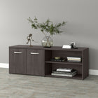 Bush Business Furniture - Armoire de rangement basse avec portes et tablettes Studio A - gris orage-Les portes d'armoire dissimulent l'equipement et les fournitures que vous voulez garder à l'abri des regards?; les tablettes sont parfaites pour les livres et le materiel frequemment utilise