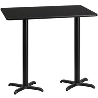 Flash Furniture – Table bistro en stratifié noir de 30 x 60 po avec 2 bases de 22 x 22 po (XUBK3060T2222B)-Table d'hospitalité à hauteur de bar