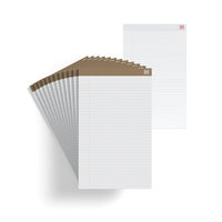 TRU RED - Bloc-notes à réglure large, 8,5 x 14 po, blanc, 50 feuilles/bloc, paquet de 12-Bloc-notes standard perforé pour l’écriture quotidienne