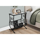 Monarch Specialties - 3314 Table D'Appoint - Metal Noir Satine Avec Verre Trempe-Support en métal délicat d'aspect tissé