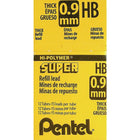 Pentel - Recharges pour portemines, 0,9 mm, qualité HB, 12 paquets de 15 mines-Mines de rechange pour tous vos besoins d'écriture  