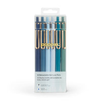 Poppin – Stylos gel luxe rétractables – bleus assortis – paquet de 12-Stylos Gel Luxe rétractables