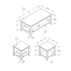 Monarch Specialties - 7992P Ens De Tables - 3Pcs/Noir/Dessus Gris-Dimensions du produit (table basse): 42 po L x 21 po P x 17 po H - chaque table de bout: 20 po L x 20 po P x 20 po H