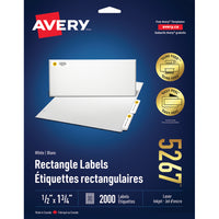 Avery - Étiquettes d'adresses de retour Easy Peel laser/jet d'encre blanches, 1 3/4 po x 1/2 po, paquet de 2000 (5267)-Étiquette permanente
