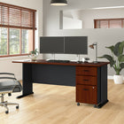Bush Business Furniture - Bureau 72 po avec classeur mobile Cubix de, cerisier Hansen/galaxie-Le fini en stratifié thermofusionné protège le meuble contre les rayures et les taches
