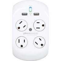 360 Electrical – Protecteur de surtension 918 joules à 4 prises Revolve+ avec 2 ports de charge USB-Rotation de prise sans limites dans le sens horaire/antihoraire