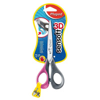 Maped USA Sensoft 3D Ciseaux à pointe émoussée, 6,33 po, assortis, paquet de 12-Spécialement conçus pour les gauchers, les ciseaux pour gauchers Maped Sensoft sont vraiment dotés de lames inversées pour une visibilité facile et une ergonomie spécialement conçue.