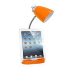 LimeLights -Lampe de bureau organisateur à col de cygne de 18 1/2 po avec support et port USB - Orange-Dimensions: 6.5" x 7" x 18.5 "
