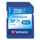 Verbatim - Carte mémoire Premium SDXC 256 Go, UHS-I V10 U1 classe 10-Classe de vitesse vidéo V10 - prise en charge de l'enregistrement vidéo HD 1080p