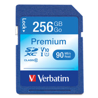 Verbatim - Carte mémoire Premium SDXC 256 Go, UHS-I V10 U1 classe 10-Classe de vitesse vidéo V10 - prise en charge de l'enregistrement vidéo HD 1080p