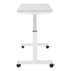 Proline – Table de 4 pi à réglage pneumatique de la hauteur, blanc-Roulettes arrières blocables 