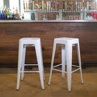 Plata Decor - Tolix 30"H Tabouret - Blanc - paquet de 2-Tabouret sans dossier