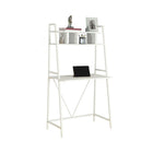 Monarch Specialties - 7163 Bureau 32 po L - Dessus Blanc/Metal Blanc-Un bureau d'ordinateur tendance et moderne de 60 pouces de haut avec une finition élégante en stratifié blanc et une base robuste en métal blanc dans un design minimaliste peu encombrant, parfait pour les bureaux à domicile et les petits espaces.