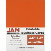 JAM Paper - Cartes de visite imprimables, 3-1/2 po x 2 po, orange, paquet de 100-Couleur orange