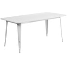 Flash Furniture – Table rectangulaire 31,5 x 63 po et 6 chaises empilables, int./ext., métal, blanc (ET-CT005-6-30-WH-GG)-31,50 larg. x 63 prof. x 29,50 haut. (po)