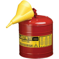 JustriteMD – Bidon de sécurité de type I avec entonnoir, 5 gal, 11 3/4 x 16 7/8 po, rouge-Les bidons de sécurité de type I sont conçus avec un seul bec pour remplir et verser toutes sortes de liquides inflammables