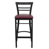 Flash Furniture – Tabouret de bar/restaurant Hercules en métal noir, dossier horizontal, assise en vinyle bourgogne-Tabouret de bar en métal