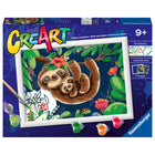 Ravensburger - CreArt Kit de peinture par numéros Sweet Sloths -Des contours colorés faciles à voir distinguent chaque section, aidant les enfants à obtenir d'excellents résultats