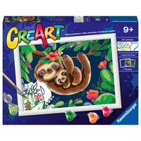 Ravensburger - CreArt Kit de peinture par numéros Sweet Sloths -Des contours colorés faciles à voir distinguent chaque section, aidant les enfants à obtenir d'excellents résultats