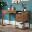 Sauder 47"W La Collection International Lux Bureau - Finition Sindoori Mango-  Casiers et étagère inférieure pour le stockage supplémentaire de classeurs et bacs d'organisation