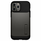 Coque Slim Armor Spigen pour iPhone 12 Pro Max - Gunmetal-Un étui en TPU double couche et un étui rigide en polycarbonate offrent une protection contre les chocs.