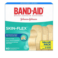 BAND-AID® – Pansements adhésifs Skin-Flex, formats variés, paq./60-Le pansement flexible recouvre et protège les coupures et les éraflures, conçu pour s'ajuster comme une seconde peau
