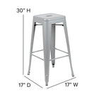 Flash Furniture Tabouret De Bar 30" - Empilable-Argent - Paquet D (4ET3132030SVR)-Convient aux îlots de cuisine et aux restaurants
