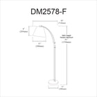 Dainolite - Lampe sur pied réglable à incandescence moderne Felix, 1 lumière, noir mat avec abat-jour blanc-Superbe design adapté à tous les décors