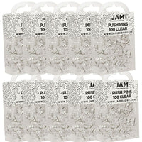 JAM Paper – Punaises, incolore, 10 paquets de 100, total de 1000 (222419050g)-Transparent