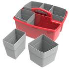 Storex grand caddy avec godets de rangement - rouge - paquet de 2-Poignée confortable