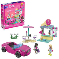 MEGA - Barbie Ensemble de jeu de construction convertible et stand de glaces - 225 pièces-Coffret de construction amusant pour les enfants de 6 ans et plus