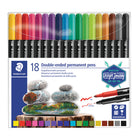 Staedtler – Marqueurs permanents à double pointe – 18 couleurs – 18 pièces-Ces marqueurs permanents à double pointe sont idéals pour créer des croquis, écrire et dessiner sur presque toutes les surfaces