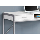 Monarch Specialties - 7364 Bureau 48 po L - Blanc/Metal Argent-Une lucarne centrale idéale pour ranger des papiers, livres, blocs-notes