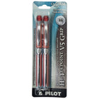 Pilot - Stylos à bille roulante Hi-Tecpoint Grip V5 – rouges – paquet de 2-La prise caoutchoutée permet un contrôle d'écriture en tout confort
