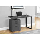 Monarch Specialties - 7645 Bureau 48 po L - Gris Moderne/Metal Noir/Face L/R-Conçu de manière durable avec une finition en stratifié gris et un pied en forme de U en métal noir robuste pour un aspect contemporain, avec un plateau facile à nettoyer, idéal pour étudier, écrire ou travailler sur votre ordinateur portable.