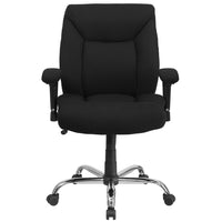 Chaise de travail pivotante HERCULES Big and Tall avec accoudoirs ajustables, capacité 400 lb, tissu noir (GO2073F)-Chaise de bureau Big & Tall contemporaine
