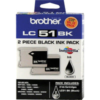 Brother – Cartouche d'encre noire LC51, paquet double (LC512PKS)-Noire  