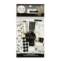 Happy Planner - Paquet économique d’autocollants - Or et noir - 30 Feuilles-Livre d’autocollants de 30 pages avec 690 autocollants