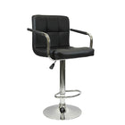 Nicer Furniture - tabouret de bar hydraulique pivotant Hexagrid avec bras - noir - 2 pièces-Ensemble de 2 tabourets contemporains, recouverts de similicuir polyuréthane durable.