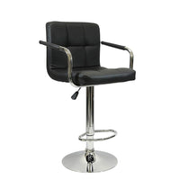 Nicer Furniture - tabouret de bar hydraulique pivotant Hexagrid avec bras - noir - 2 pièces-Ensemble de 2 tabourets contemporains, recouverts de similicuir polyuréthane durable.