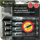 QuartetMD - Marqueurs à effacement sec EnduraGlideMD - pointe biseautée - couleurs variées - paquet de 4-Doté d’une jauge d’encre afin que vous sachiez toujours combien d’encre il reste