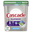 Cascade - ActionPacs Détergent pour lave-vaisselle Platinum - Parfum Fresh - Paquet de 67-Comprimés
